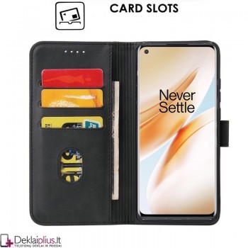 Dirbtinos odos dėklas - su skyreliais (telefonui Oneplus 8) Dirbtinos odos dėklas - su skyreliais (telefonui Oneplus 8)